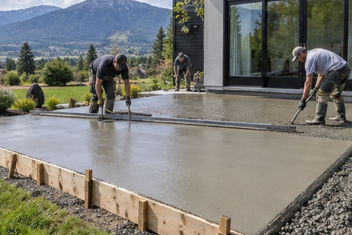 Concrete Patios active worksite overview in Chilliwack, British Columbia